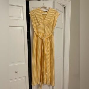 Yellow and white striped cotton dress